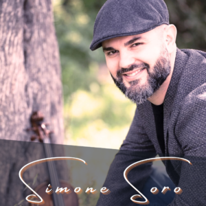 Violin resting on a diverse and emotional background, representing the music of Simone Soro.