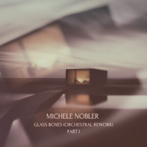 Cover art of Michele Nobler's "Glass Boxes (Orchestral Rework) Part I" featuring abstract imagery symbolizing delicate emotions.